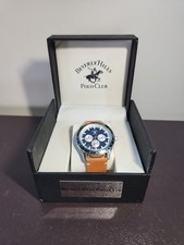 Relógio polo clube Beverly Hills 53457 mostrador azul pulseira de couro marrom comprar usado  Enviando para Brazil