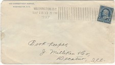 RARO 1897 Washington DC experimental Barr-Fyke máquina cancelar variedad usado 1 día segunda mano  Embacar hacia Mexico