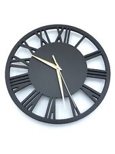 Duży zegar ścienny vintage 30cm, cyfry rzymskie, cichy, czarny/złoty na sprzedaż  PL