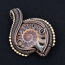Usado, Pingente de fio de cobre étnico pedra preciosa fóssil amonita 2,4" AP-85192 comprar usado  Enviando para Brazil