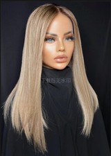 Peruca de cabelo humano | Ombre loiro cinza, longa reta, frente de renda para festa diária comprar usado  Enviando para Brazil