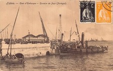Cartão postal de embarque de barco a vapor Portugal Lisboa Caes d'Embarque Terreiro do Paco comprar usado  Enviando para Brazil