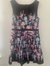 Vestido Talbots Azul Marino Estampado Floral Ajuste y Acampanado Talla 12 Invitado Boda Boho Dinero segunda mano  Embacar hacia Mexico
