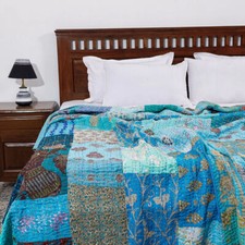 Funda Cama Decoración Hogar Acolchada Kantha Tiro Reversible Cobertor Verano Edredón Kanth segunda mano  Embacar hacia Mexico