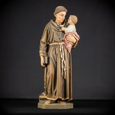 Usado, Estátua de madeira 33” Santo Antônio de Pádua com Menino Jesus | Figura antiga de Antônio _ comprar usado  Enviando para Brazil
