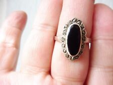 schöner, alter Ring__925 Silber__mit Onix und Markasit__! comprar usado  Enviando para Brazil