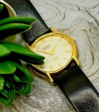 Seiko clássico relógio de quartzo fino SO.325714 caixa dourada | estilo vestido numeral romano, usado comprar usado  Enviando para Brazil