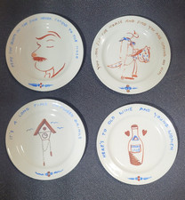 Conjunto de 4 pratos humorísticos 7 1/2" cowboy, vinho, casa de pássaros e rosto, prato de humor, usado comprar usado  Enviando para Brazil