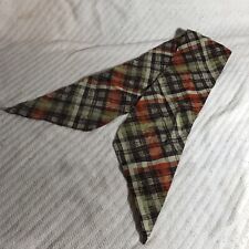 Cachecol xadrez cabelo cinto pano 40 polegadas marrom bronzeado laranja verde borda angular vintage comprar usado  Enviando para Brazil