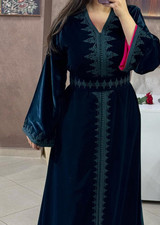 Caftan de veludo verde marroquino com forro fúcsia, Abaya islâmico, Nikah Kaftan, usado comprar usado  Enviando para Brazil
