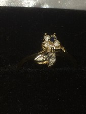 Anel de flores vintage de ouro amarelo 14k/14 quilates com marca registrada com pedras CZ tamanho K comprar usado Anel de flores vintage de ouro amarelo 14k/14 quilates com marca registrada com pedras CZ tamanho K comprar usado  Enviando para Brazil