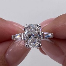 Anillo de compromiso 3,10 quilates creado en laboratorio IGI GIA diamante talla cojín oro blanco de 18 k segunda mano  Embacar hacia Mexico