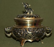 Queimador de incenso de latão ornamentado feito à mão yin e yang comprar usado  Enviando para Brazil