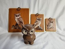 Lote de 3 pinturas de coruja e coruja cerâmica. Vintage Feito à Mão comprar usado  Enviando para Brazil
