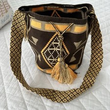 Bolsa Wayuu Mochila Colombiana Tamanho Grande Marrom Amarelo Cores Brilhantes comprar usado  Enviando para Brazil