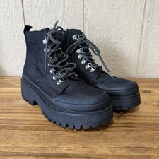 Usado, Botas Steve Madden Feminina Tamanho Timbor Tamanho 8 Preto Robusto Zíper Lateral Tornozelo Casual comprar usado  Enviando para Brazil