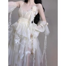Vestido de festa feminino renda patchwork bandagem cintura fina vestidos roupão de rua alta comprar usado  Enviando para Brazil