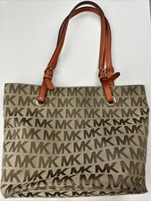 Bolsa tote Michael Kors marrom ouro logotipo acabamento lona  comprar usado  Enviando para Brazil