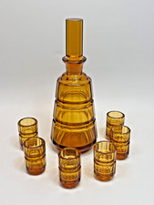 1920 Josef Hoffmann Moser Corte Cristal Vidro Âmbar Licor Conjunto 6 Copos Decantadores, usado comprar usado  Enviando para Brazil