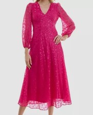 Vestido Feminino Taylor Rosa Corte Viés Decote V Manga Longa Fit & Flare Plus Size 14W comprar usado  Enviando para Brazil