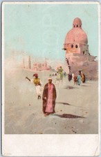 Postal artística vintage escena de Oriente Medio segunda mano  Embacar hacia Mexico