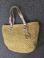 Antiga Bolsa Tote Michael Kors 2001 Tecida à Mão Amarela Palha e Alças de Couro - Excelente Estado Usado! comprar usado  Enviando para Brazil