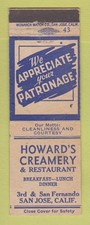 Matchbook cover howard for sale  USA