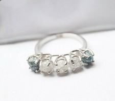 Anello di fidanzamento con diamanti grezzi naturali blu/bianchi 3,29 ct, anel... comprar usado  Enviando para Brazil