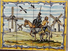 Usado, Mural Pintado à Mão Dom Quixote e Sancho 12 Azulejos 6" Cerâmica Espanhola Talavera comprar usado  Enviando para Brazil