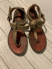 Sandálias Grendha Feminina Tamanho 7 Marrom Dourado Trançado Tira de Tornozelo Sapatos Planos Brasil comprar usado  Enviando para Brazil