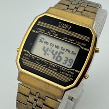 Usado, Antigo Relógio Digital Timex Masculino Tom Dourado Fino Alarme Chrono Nova Bateria 7,25" comprar usado  Enviando para Brazil
