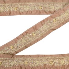 Usado, Fita marrom Sanskriti Vintage Saree Border com miçangas à mão para casa 1 jarda acabamento 1,5W comprar usado  Enviando para Brazil