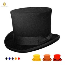 Top hat de lã pura para homens chapéu topper forrado de cetim preto masculino tophat Natal, usado comprar usado  Enviando para Brazil