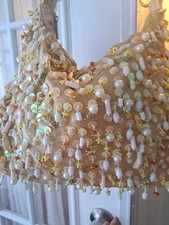 Linda bolsa tote de cetim lantejoulas pérolas ultra limpa linda boho chique  comprar usado  Enviando para Brazil