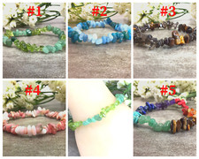 Usado, Pulseira de pedras preciosas com lascas de cristal 7,5" elástica linda presente de miçangas elásticas comprar usado  Enviando para Brazil