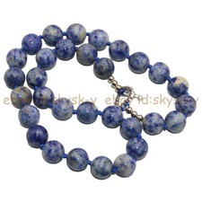 Colar de joias com miçangas redondas de pedra preciosa natural mancha azul 8/10/12 mm 16-48"" comprar usado  Enviando para Brazil