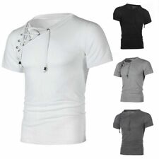 Moda masculina Muscle T-shirt Bandagem Fitness Casual Manga curta, top Tee comprar usado  Enviando para Brazil