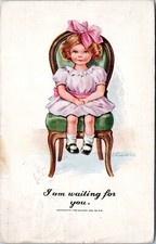Usado, Cartão postal de menina em arco rosa sentada na cadeira esperando por você - Charles Twelvetrees comprar usado  Enviando para Brazil