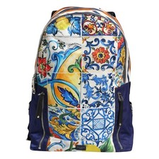 Usado, Mochila escolar de náilon com estampa de majólica multicolorida Dolce & Gabbana 1380usd comprar usado  Enviando para Brazil