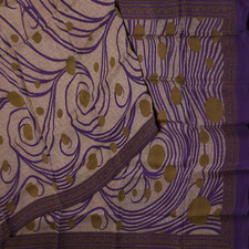 Sari Vintage Beige 100% Sete Pura Stampata Con Vortici Viola E Pois Oliva comprar usado  Enviando para Brazil