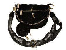 Conjunto de 3 bolsas tiracolo/ombro/moeda Yves Saint Laurent veludo preto acolchoado novo sem etiquetas comprar usado  Enviando para Brazil