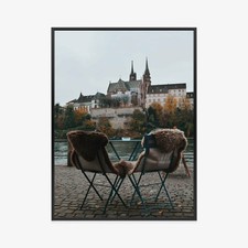 Plakat w ramie Kawiarnia Rzeka Gotycki Kościół Premium na sprzedaż  PL