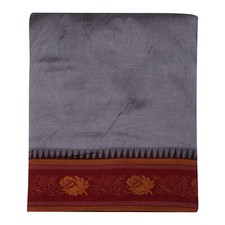 Ritaglio Di Tessuto Vintage Grigio 100% Setificio Puro Intrecciato Sari 4YD, usado comprar usado  Enviando para Brazil
