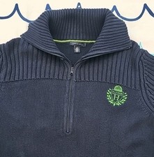 Suéter de malha Tommy Hilfiger masculino vintage azul marinho 1/2 zíper cabo tamanho G comprar usado  Enviando para Brazil