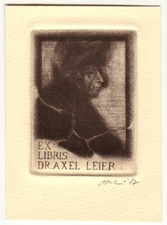 DETLEV OLSCHEWSKI: Exlibris für Axel Leier, Portrait na sprzedaż  Wysyłka do Poland