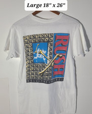 Camiseta Vintage 1991 RUSH "Roll the Bones" Branca 2 Lados Grande Ponto Único, usado comprar usado  Enviando para Brazil