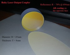 Ruby Laser Output Coupler R ≈ 74% @694nm, Φ25 ×8mm.  AR coating on the back face comprar usado Ruby Laser Output Coupler R ≈ 74% @694nm, Φ25 ×8mm.  AR coating on the back face comprar usado  Enviando para Brazil
