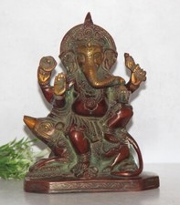 Aparência antiga de bronze sólido elefante hindu FELICIDADE Deus de GANESHA em estátua de rato comprar usado  Enviando para Brazil