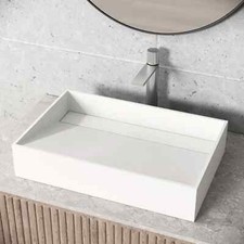 Pia de banheiro Vigo Starr moderna branca fosca pedra 23"x 15"x 5" vaso retangular comprar usado  Enviando para Brazil