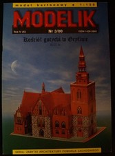 Modelik -3/00 kościół w Gryfinie (Griffhagen) koło Szczecina karton model 1:150 na sprzedaż  Wysyłka do Poland